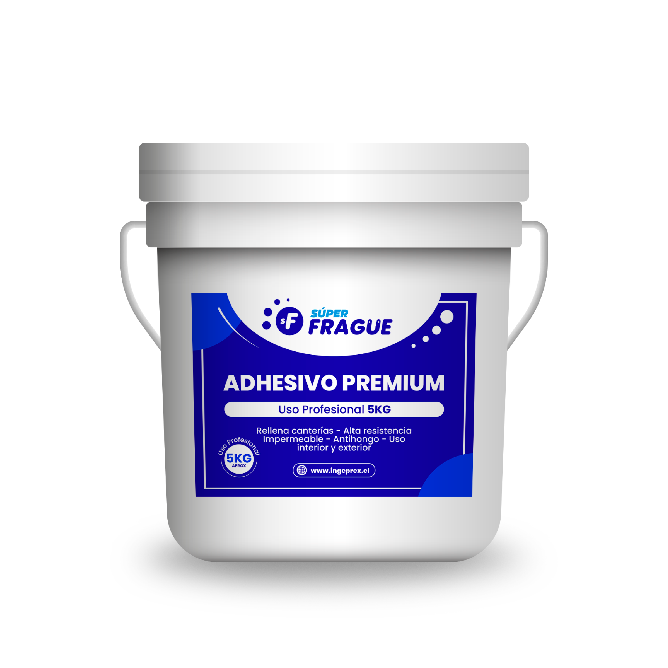 Tineta de 5kg de fragüe impermeable para inmersión continua Súper Fragüe® Ingeprex